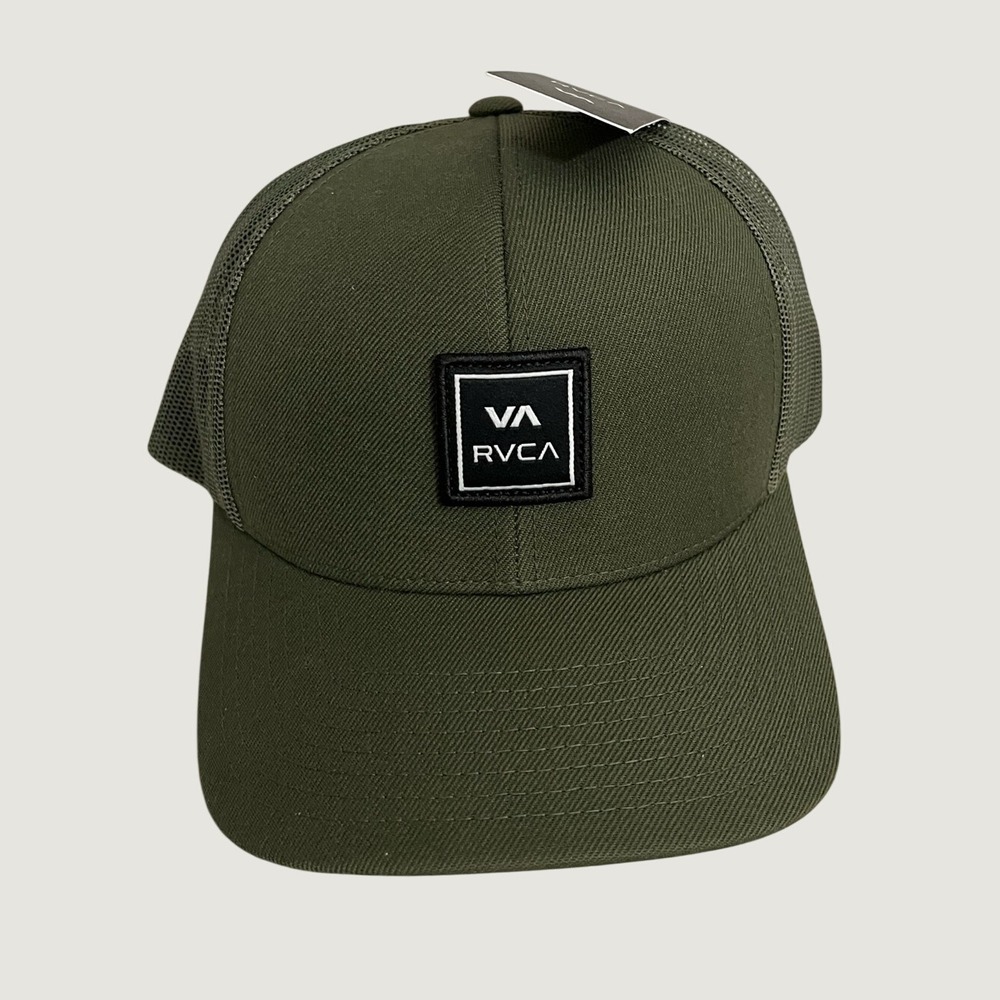 RVCA VA Station Mid Fit Trucker Hat Olive Green Mesh Snapback One Size NWT